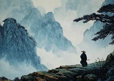 Asian Landscape with Solitary Figure