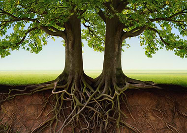 Intertwined Trees with Exposed Roots