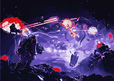 Deep Rock Galactic Battle Scene Digital Art