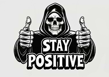 Stay Positive Grim Reaper Thumbs Up