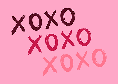 XOXO Pink Hugs and Kisses Pattern | Playful Valentine Poster