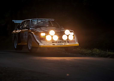 Audi Quattro Rally Car at Night