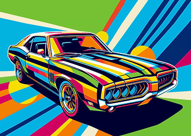Colorful Classic Car Pop Art