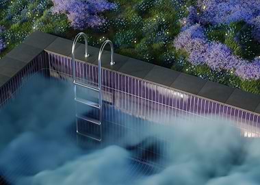 Swimming Pool with Floral Surroundings