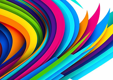 Colorful Abstract Curves on White
