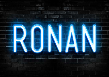 Ronan Neon Sign on Brick Wall