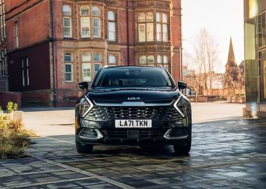 Black Kia Sportage Front View