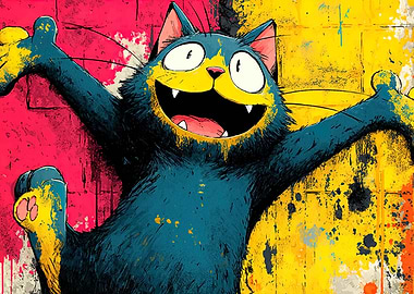 Cartoon Cat with Open Arms