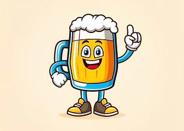 Cartoon Beer Mug Character