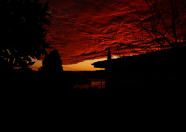 Fiery Sunset Silhouette Marshmallow Sunrise