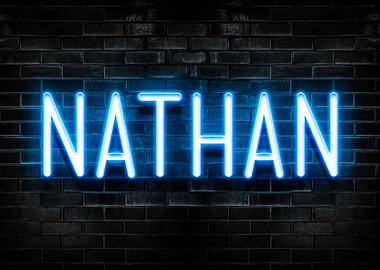 Nathan Neon Sign on Brick Wall