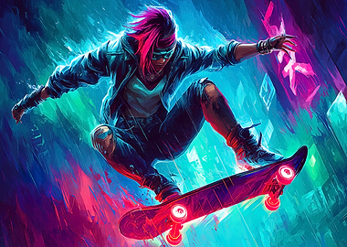 Skateboarder in Action