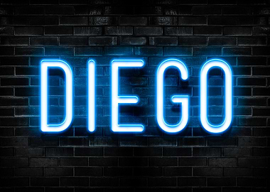 Diego Neon Sign on Brick Wall
