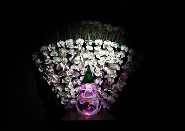 Orchids, Peacock Feathers, and Goldfish Bowl