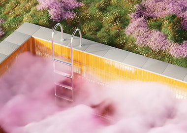 Pink cloud pool with garden