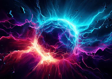 Abstract Energy Sphere with Glowing Colors