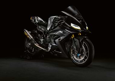 Sleek Black Motorcycle Studio Shot