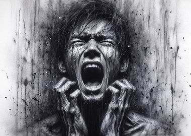 Screaming Figure in Charcoal
