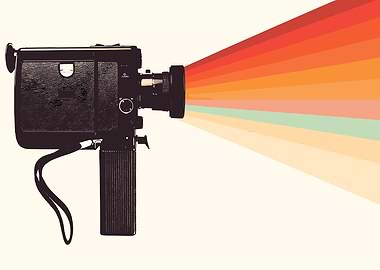 Vintage Camera with Retro Color Rays