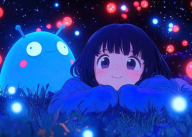 Anime Girl with Alien Friend