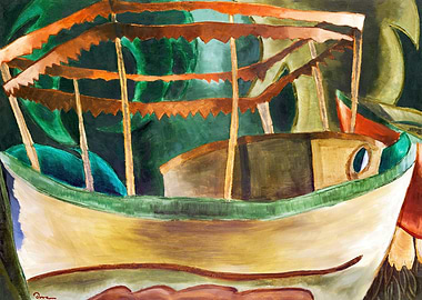 Boat in the Jungle Painting
