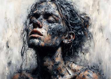 Hopeful - Contemplative Portrait with Dark Smudges