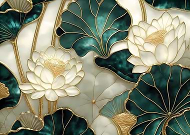 Elegant Lotus Flowers with Emerald Leaves
