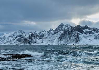 Snowy Mountains and Ocean Waves