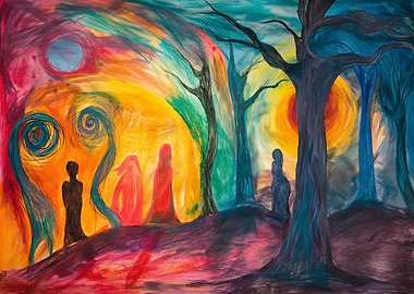 Abstract Figures in a Colorful Forest
