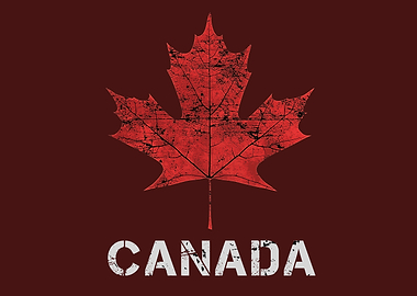 Canadian Maple Leaf Grunge Art