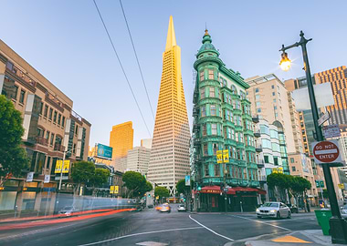 San Francisco cityscape at sunset