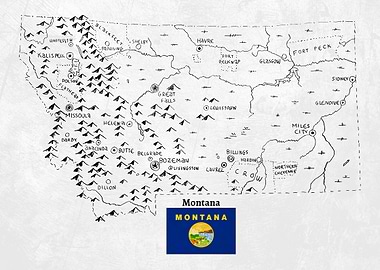 Hand Drawn Map of Montana