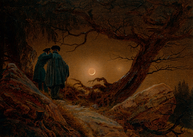 Two Men Contemplating the Moon