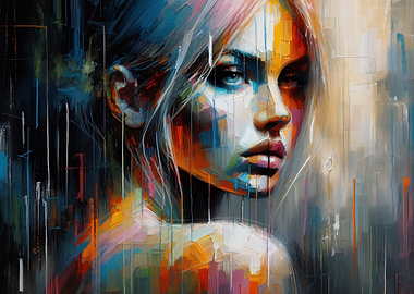 Beautiful Ice - Colorful Portrait Painting of a Woman