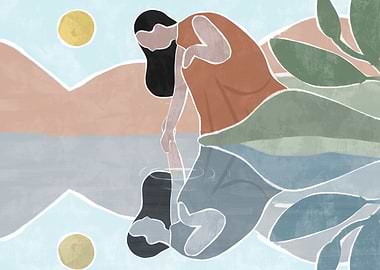 Woman Reflecting in Water