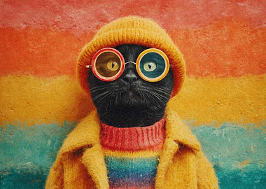Cool Cat with Glasses and Outfit