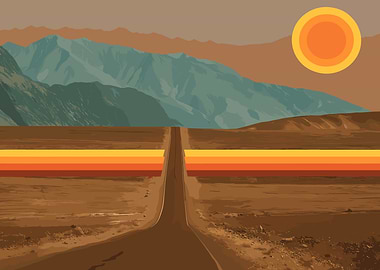 Retro Road Trip Landscape