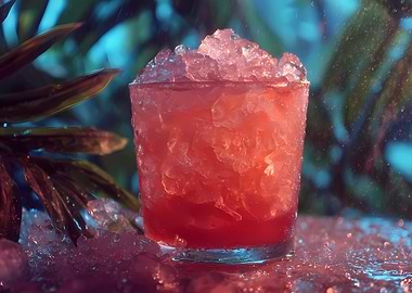 Refreshing Red Cocktail with Crushed Ice