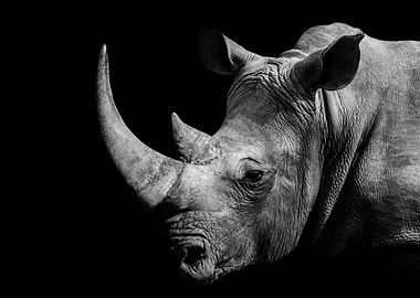 Black and White Rhino Portrait