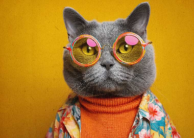 Cool Cat with Sunglasses and Shirt