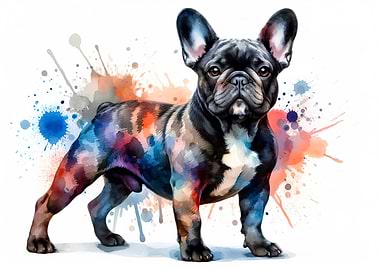 Watercolor French Bulldog Portrait