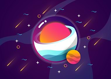 Colorful Space Planet Illustration
