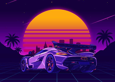 Koenigsegg jesko Retro Futuristic Car Illustration