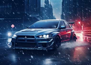 Mitsubishi Lancer and snow