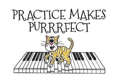 Practice Makes Purrrfect, Cat Piano Teacher Pianist Musician