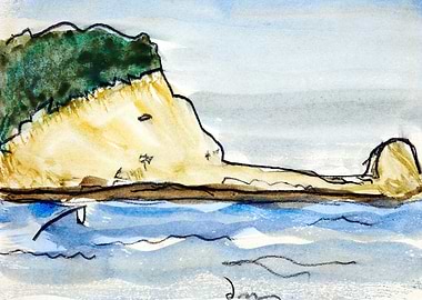 Coastal Watercolor Landscape