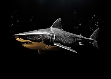 White Shark in Dark Water