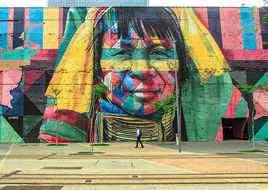 Colorful Mural of Indigenous Woman