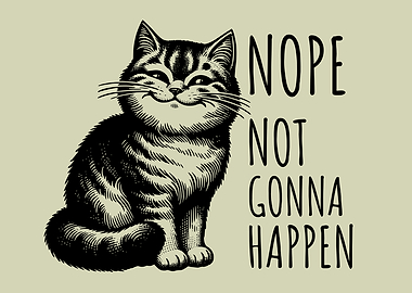 Nope, Not Gonna Happen Funny Playful Cat