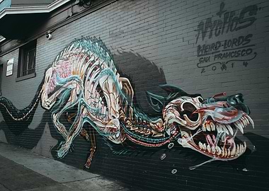 Anatomical Dog Graffiti Art